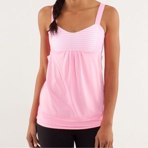 Lululemon Run Back On Track Tank Women's 8 Pink Shell Classic Stripe White  **